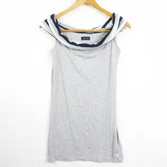 エゴイスト EGOIST オフショルダー カットソー ミニワンピース ストレッチ 綿 レーヨン グレー ライン kz11677