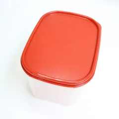 【TM_206】【箱無し】Tupperware タッパーウェア MMハーフワイド#2  1.9ℓ レッド ベージュ 保存容器 タッパー 冷蔵保存 乾物 お菓子 つくりおき