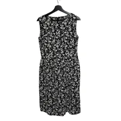 ダーマコレクション DAMA collection レディース ワンピース 膝丈 花柄 総柄 綿混 13AR XL相当 黒系 YAT-674【ZK102】