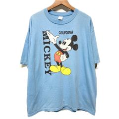 極上XL】90s ディズニー 公式 リンガーTシャツ 霜降りブルー パロディ 