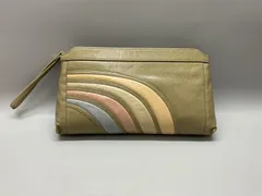 Bag50 クラッチバッグ セカンドバッグ ストライプ  鶯色 緑 カーキ ストラップ付き