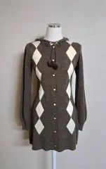 ブラウン アーガイル ニットONE PIECE ラテギャル 森ガール アクシーズファム リズリサ ONE PIECE ピン