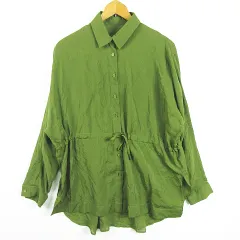 アースミュージック&エコロジー EARTH MUSIC & ECOLOGY シャツ ブラウス 長袖 レーヨン F カーキ kz11793