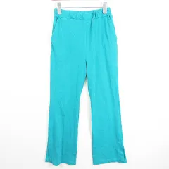 ニコアンド Niko and.. スリット パンツ ストレッチ 綿 M ターコイズブルー kz11890
