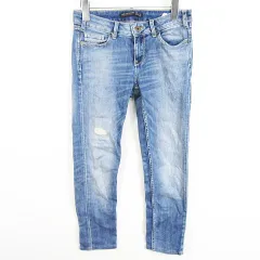 ザラ ベーシック ZARA BASIC DENIM デニム パンツ ジーンズ ストレッチ 36 ライトブルー ダメージ加工 8226/035 kz11900