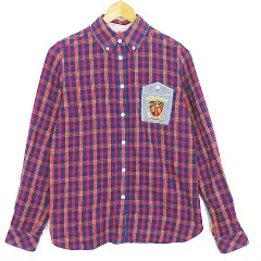 トミーヒルフィガー TOMMY HILFIGER BDネルシャツ 長袖 S チェック レッド/ネイビー/オレンジ 2sa6662