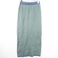 コロニー COLONY2139 ニット タイト スカート ロング丈 綿 MEDIUM ライトグリーン ブルー 総柄 kz12218