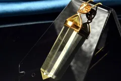 【１点物】シルバー925◇AAA透明レモンカラー リビアングラス　34x8mm　両剣ポイント ペンダントトップ パワーストーン 天然石 _PD901