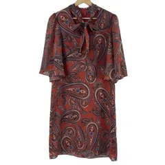 グレースコンチネンタル ワンピース サイズ38 M レディース - レッド×ブルー×マルチ Vネック/七分袖/ロング/ペイズリー柄
