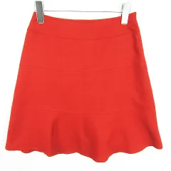 ナチュラルビューティーベーシック NATURAL BEAUTY BASIC フレア スカート 膝丈 レーヨン 毛 S レッド kz11217
