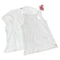 【新品】SM2 Samansa Mos2 サマンサモスモス SM2 ２点セット 刺繍ブラウス＋レースピンタックノースリーブ ナチュラル F/M