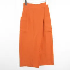 ノーリーズ Nolley's ラップ風 タイト ロング スカート 36 オレンジ kz12390