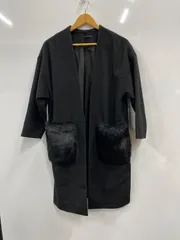 ピ678⚫︎GU⚫︎ジーユー⚫︎アウター⚫︎コート⚫︎ノーカラー⚫︎ウール混⚫︎フェイクファー⚫︎レディース⚫︎sizeS⚫︎黒