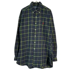 Polo by Ralph Lauren ポロ ラルフローレン BLAKE ボタンダウン 長袖シャツ チェック グリーン(メンズ L)中古 古着 X6872