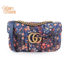 グッチ GGマーモント フローラル キャンバス チェーンショルダーバッグ マルチカラー