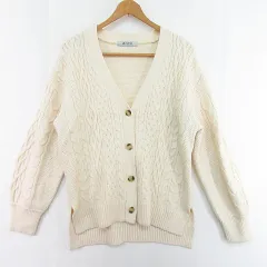 ナノユニバース nano universe ニット カーディガン 長袖 F アイボリー ケーブル編み kz12538