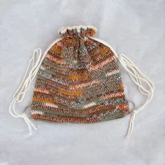 【ハンドメイド・完成品】ナップサック　迷彩　モザイク柄　ランダム模様　バッグ　リュック　メンズ　レディース　ユニセックス　ベジタブルカラー