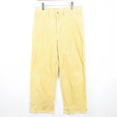 ユニクロ UNIQLO × イネス INES DE LA FRESSANGE コーデュロイ ワイド パンツ ストレッチ 綿 W73 イエロー kz12675