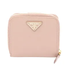 プラダ PRADA 二つ折り財布 SAFFIANO METAL 1ML522 ベージュ サフィアーノレザー ラウンド財布 レディース Used B