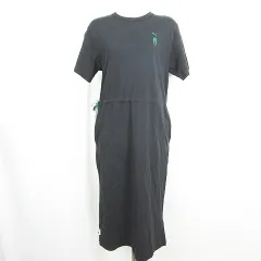 プーマ PUMA ロング ワンピース 半袖 コットン S ブラック ワンポイント kz12953