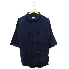 ナノユニバース nano universe ミリタリージャケット アウター 比翼仕立て ステンカラー タック 七分袖 M 紺 ネイビー /NT17