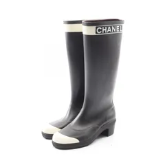 シャネル CHANEL レインシューズ ココマーク ブラックxホワイト その他 ロゴ レインブーツ レディース Used Bのサムネイル
