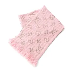 ルイヴィトン ウール シルク エシャルプ ロゴマニア シャイン マフラー M70466 ピンク【中古】