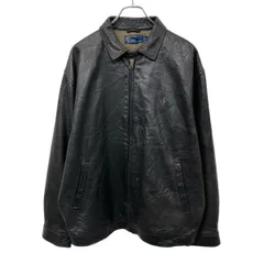 90s Polo Ralph Lauren レザー スウィングトップ L ブラック ポロラルフローレン チンストラップ ポニー刺繍 スポジャケ 春秋物 a803-6765