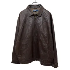 90s Polo Ralph Lauren レザー スウィングトップ XL ブラウン ポロラルフローレン チンストラップ ポニー刺繍 スポジャケ 春秋物 a803-6766