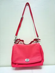 (中古美品）COACH 2way ショルダーバッグ ピンク レザー