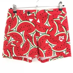 パーリーゲイツ ショートパンツ レッド×黒×グリーン スイカ総柄 レディース 1(M) ゴルフウェア PEARLY GATES