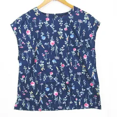 インディスライフ In this life ノースリーブ ブラウス 綿 F ネイビー 花柄 kz13043