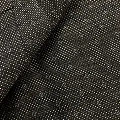 ［きものキレイ]　紬（袷)　焦げ茶　四角柄　大島紬風　絹　身丈159㎝　裄丈62.2㎝　リユース　secondhand　T074