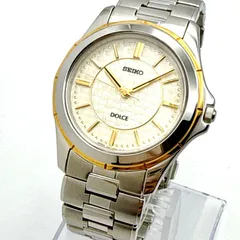 B133【美品・高精度年差クォーツ】 SEIKO DOLCE セイコー ドルチェ ゴールド/シルバー バイカラー ラウンドケース サファイヤガラス風防 メンズウォッチ ドレスウォッチ