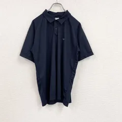 古着 used　NIKE　ナイキ　半袖ポロシャツ　刺繡ロゴ　スウッシュ　紺　ネイビー　Lサイズ