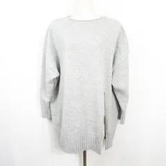 ローリーズファーム LOWRYS FARM オーバーサイズ ニット セーター チュニック 長袖 スリット 毛 F グレー kz13313