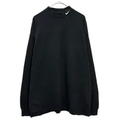90年代 USA製 NIKE ナイキ モックネック 長袖Ｔシャツ スポーツ ブラック(メンズ XL)中古 古着 X6894