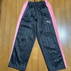 日本製★PUMA ストライプジャージパンツ Sサイズ ピンク　メンズ