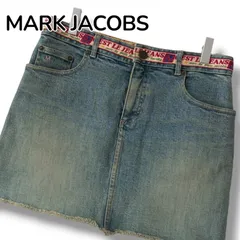 MARC JACOBS マークジェイコブス デニムスカート 2 S M ライトブルー ロゴ 刺繍 テープ MJロゴ ハート柄 裏地 カットオフ ミニスカート ストレッチ ジーンズ ルック 正規品 Y2K 2000年代 0001327OC