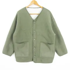 スタディオクリップ Studio Clip リバーシブル ボアブルゾン フリース ジャケット M カーキ ホワイト kz13369