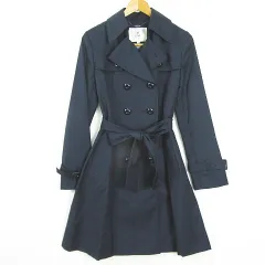 エフデ ef-de トレンチコート ロング丈 ベルト付き 綿 9 ネイビー kz13622