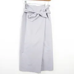 ナノユニバース nano universe nano BASE ラップ風 スカート ロング丈 タイト ベルト付き 36 ライトパープル kz13916