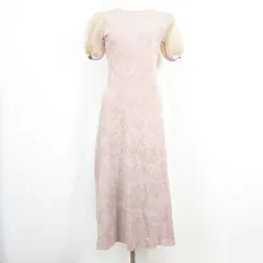 エイミーイストワール eimy istoire ロング ワンピース 半袖 ペチコート付き パフスリーブ レーヨン F ピンク 総柄 kz12914