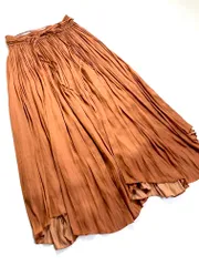 Mila Owen ミラオーウェン 09WFS194023 定価11000円+税 アシンメトリーへムプリーツ スカート size0/茶 ■■レディース