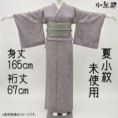 長尺□夏着物◇小紋□変絽□かすれ短冊桜に饅頭菊□紫◇正絹着物◇KP4 