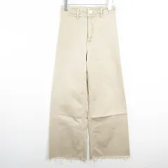 ザラ ZARA ワイド パンツ カットオフ 34 ベージュ kz13889