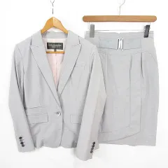 ボディドレッシングデラックス BODY DRESSING Deluxe セットアップ スーツ ジャケット スカート 膝丈 ストレッチ レーヨン 38 36 ライトグレー kz13975