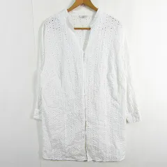 ミスティック mystic シャツ ブラウス 長袖 ミドル丈 綿 F ホワイト レース kz14397