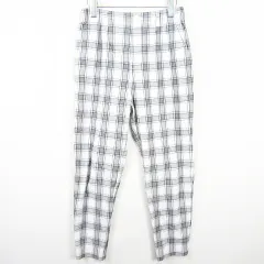 スタディオクリップ Studio Clip イージー パンツ ストレッチ 綿 M ホワイト グレー チェック kz14508