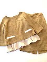 美品 DRESS LAB ドレスラボ 定価27500円 チェックツイード セットアップ ジャケット スカート スーツ sizeL/ベージュ  ■◇レディース